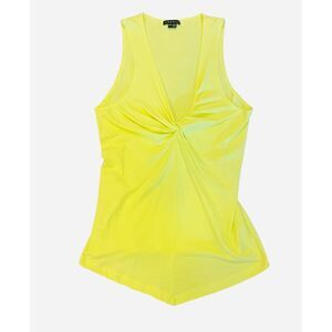 Theory Nova Knot Front Twist Stretch Sleeveless Tank Top, Pop Yellow, Medium